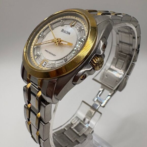 Bulova Accessories - Bulova Precisionist 98P129 Women's Watch - Two-Tone Diamond & Mother of Pearl